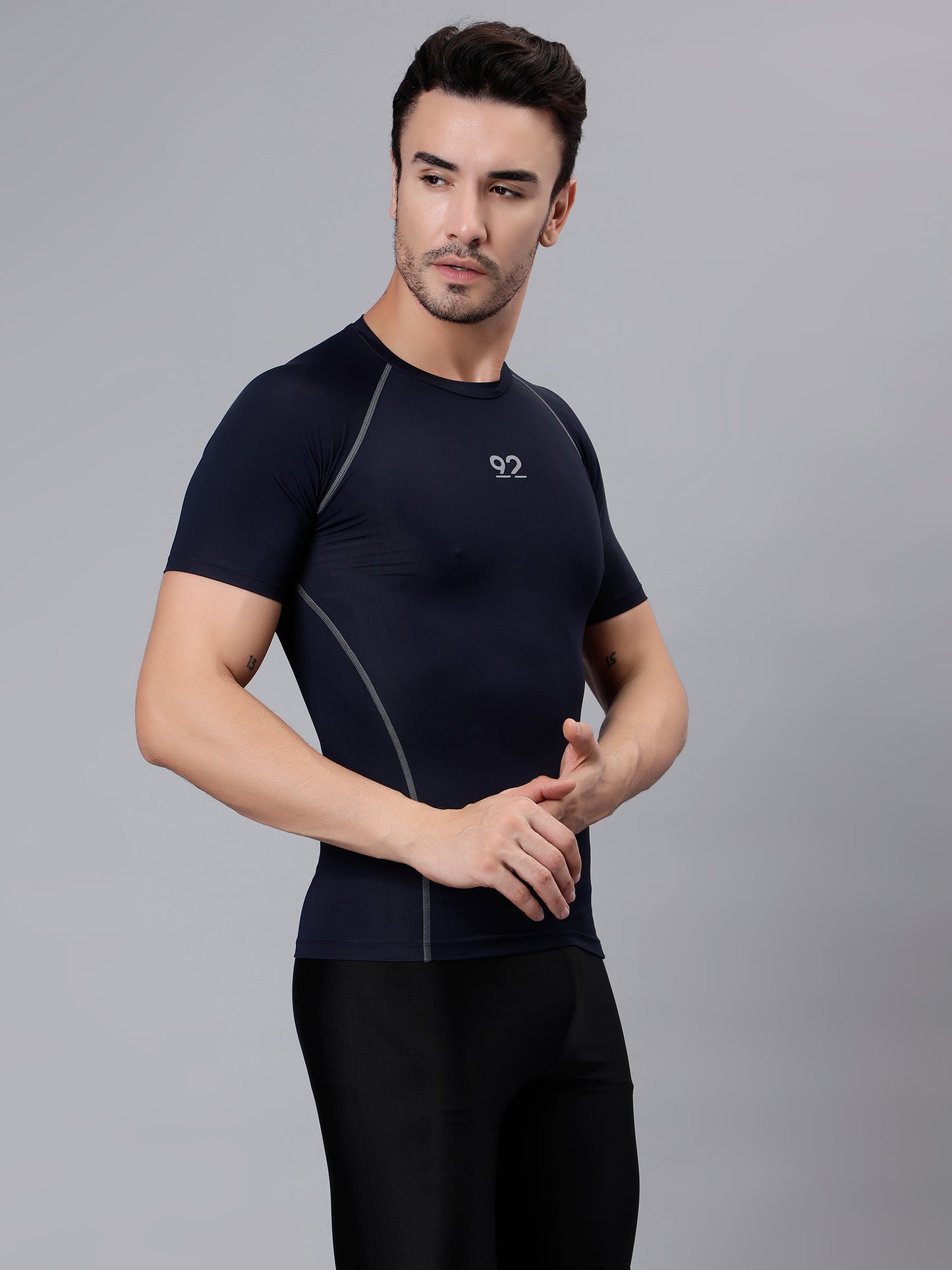 T3M25 - Half Sleeve Nylon Luxury Compression Gear Top